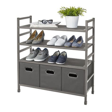 neatfreak 4-tier stackable metal storage rack with fabric bins|4 tier metal storage rack.